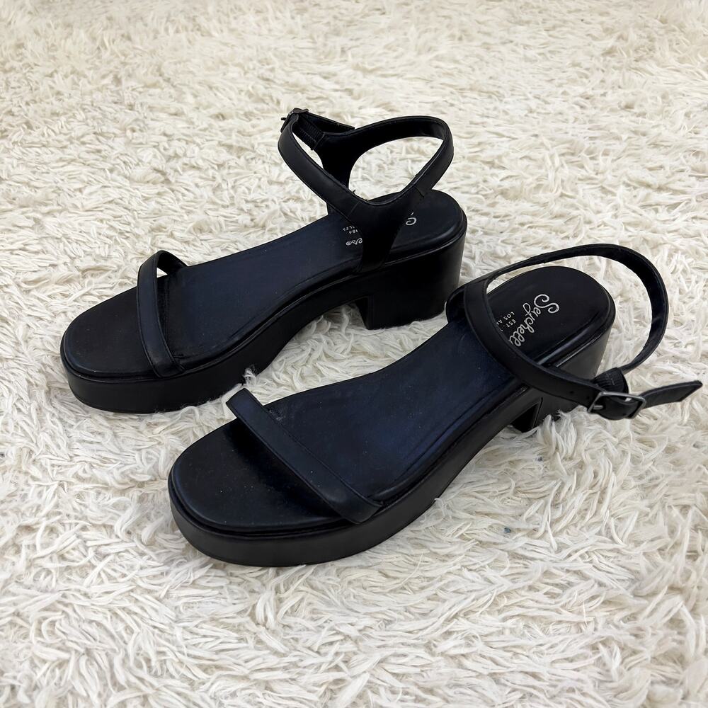 Seychelles Black Platform Sandals Women's Size 8